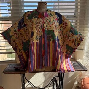 Vintage handmade embroidered poncho top